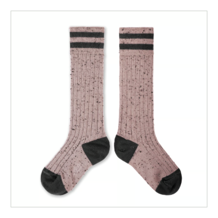 Noa - Chaussettes hautes à côtes fil boutonné　collegien